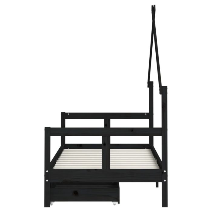 vidaXL Barnesengeramme med skuffer svart 80×160 cm heltre furu