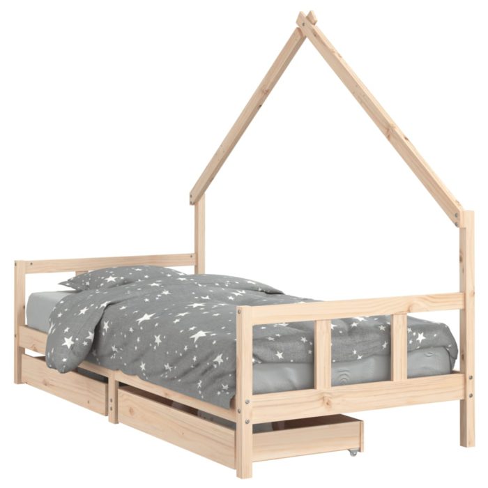 vidaXL Barnesengeramme med skuffer 90×190 cm heltre furu