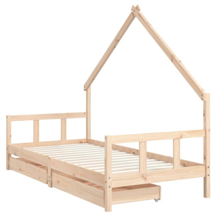vidaXL Barnesengeramme med skuffer 90×190 cm heltre furu
