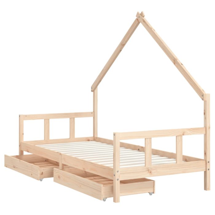 vidaXL Barnesengeramme med skuffer 90×190 cm heltre furu