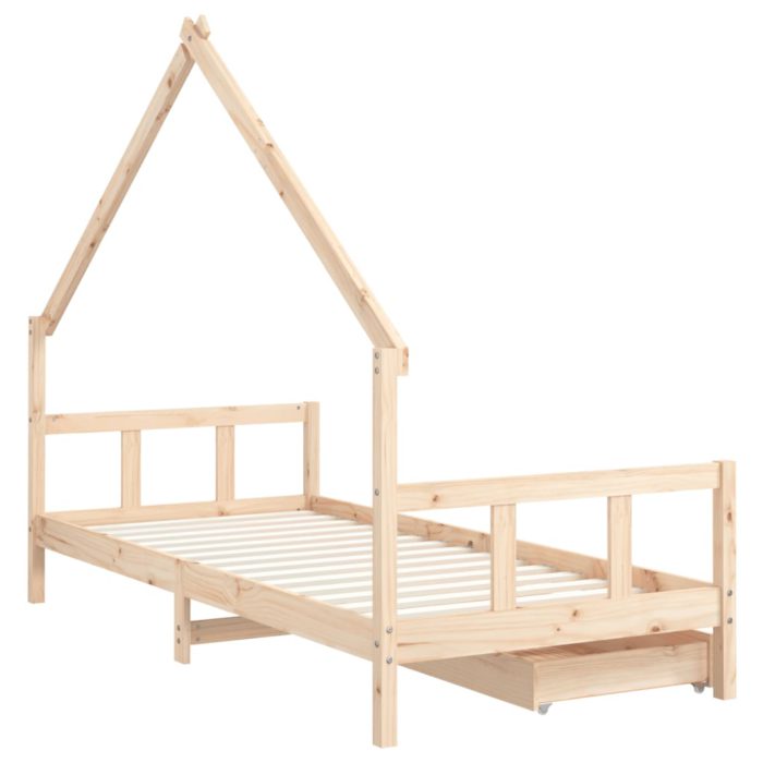 vidaXL Barnesengeramme med skuffer 90×190 cm heltre furu