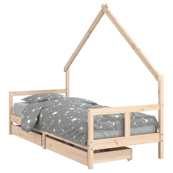 vidaXL Barnesengeramme med skuffer 80×200 cm heltre furu
