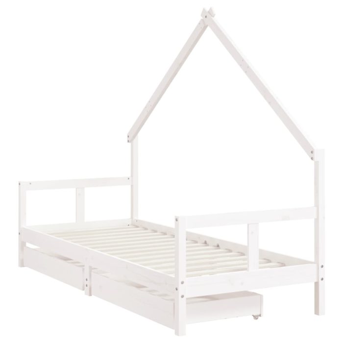 vidaXL Barnesengeramme med skuffer hvit 80×200 cm heltre furu