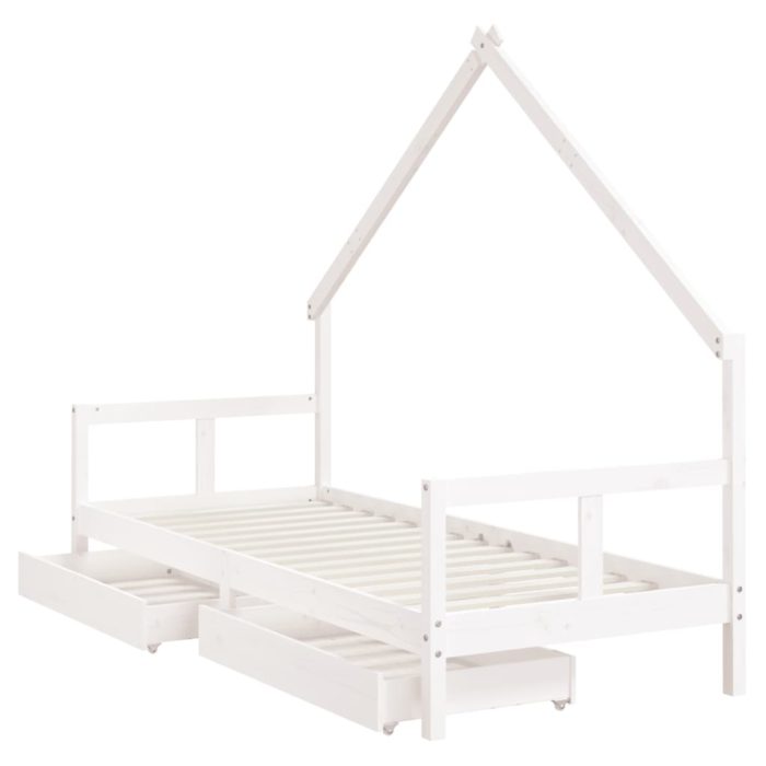 vidaXL Barnesengeramme med skuffer hvit 80×200 cm heltre furu