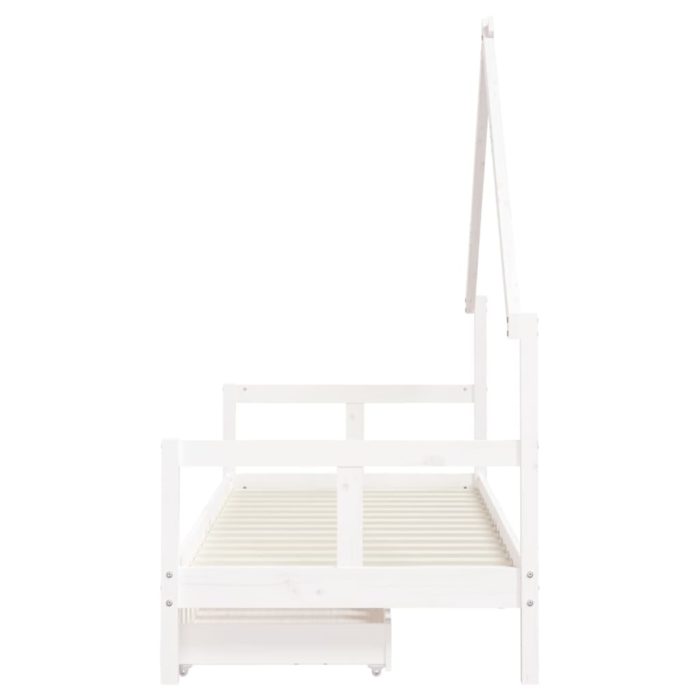 vidaXL Barnesengeramme med skuffer hvit 80×200 cm heltre furu