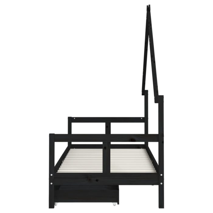 vidaXL Barnesengeramme med skuffer svart 80×200 cm heltre furu