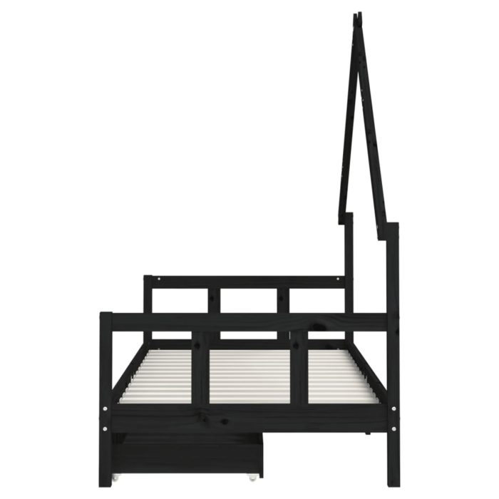 vidaXL Barnesengeramme med skuffer svart 90×200 cm heltre furu
