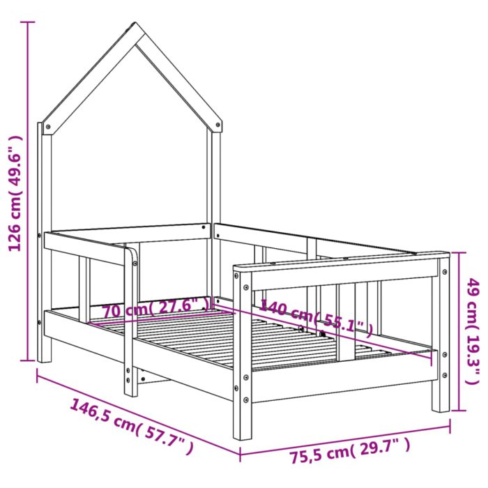 vidaXL Barnesengeramme 70×140 cm heltre furu