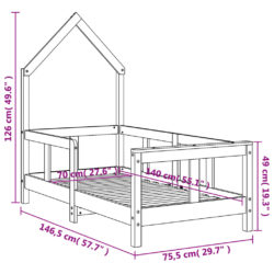 vidaXL Barnesengeramme hvit 70×140 cm heltre furu