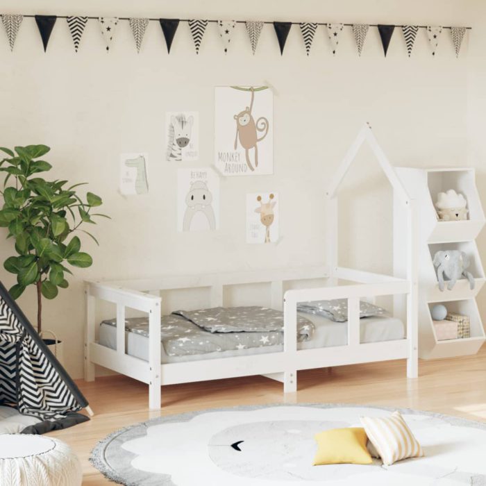 vidaXL Barnesengeramme hvit 70×140 cm heltre furu