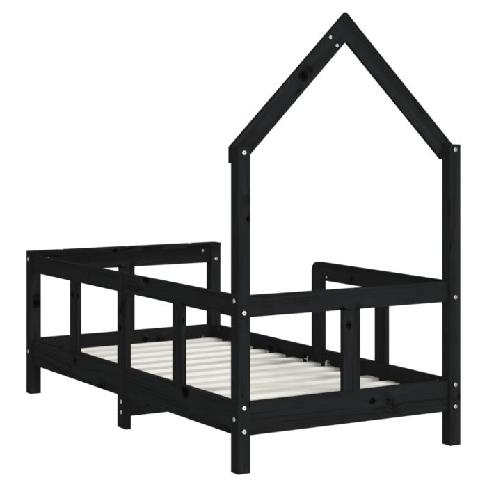 vidaXL Barnesengeramme svart 70×140 cm heltre furu