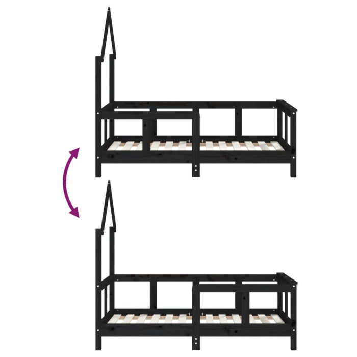 vidaXL Barnesengeramme svart 70×140 cm heltre furu