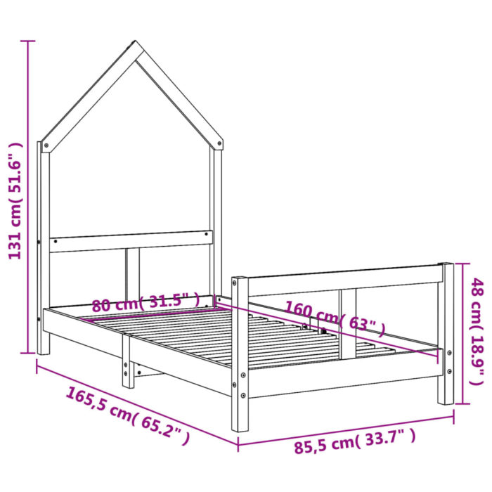 vidaXL Barnesengeramme 80×160 cm heltre furu