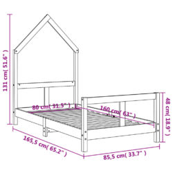 vidaXL Barnesengeramme hvit 80×160 cm heltre furu