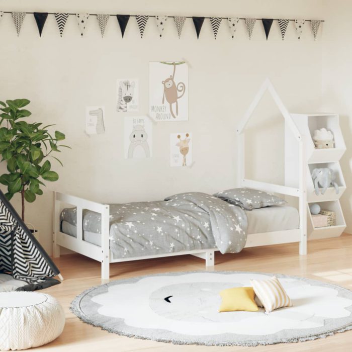 vidaXL Barnesengeramme hvit 80×160 cm heltre furu
