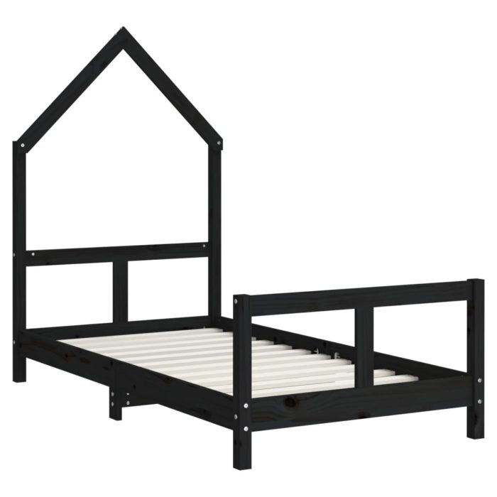 vidaXL Barnesengeramme svart 80×160 cm heltre furu