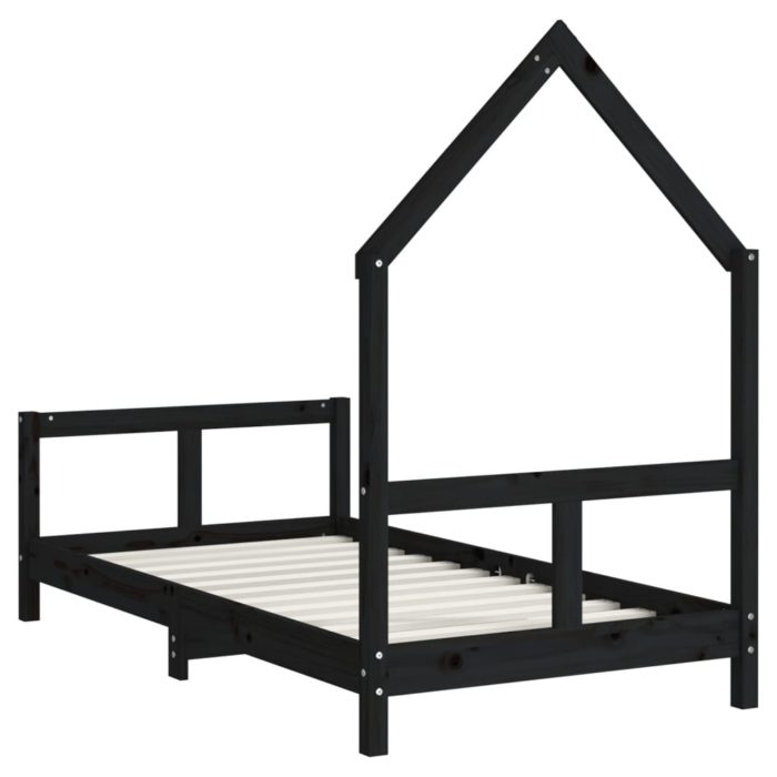 vidaXL Barnesengeramme svart 80×160 cm heltre furu