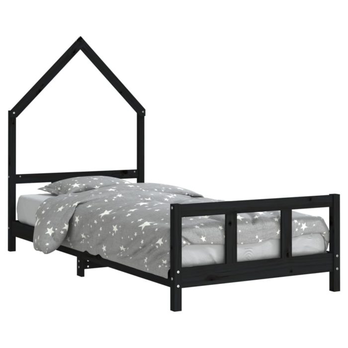 vidaXL Barnesengeramme svart 90×190 cm heltre furu