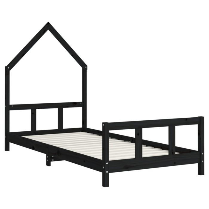 vidaXL Barnesengeramme svart 90×190 cm heltre furu
