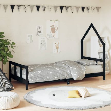 vidaXL Barnesengeramme svart 90×190 cm heltre furu