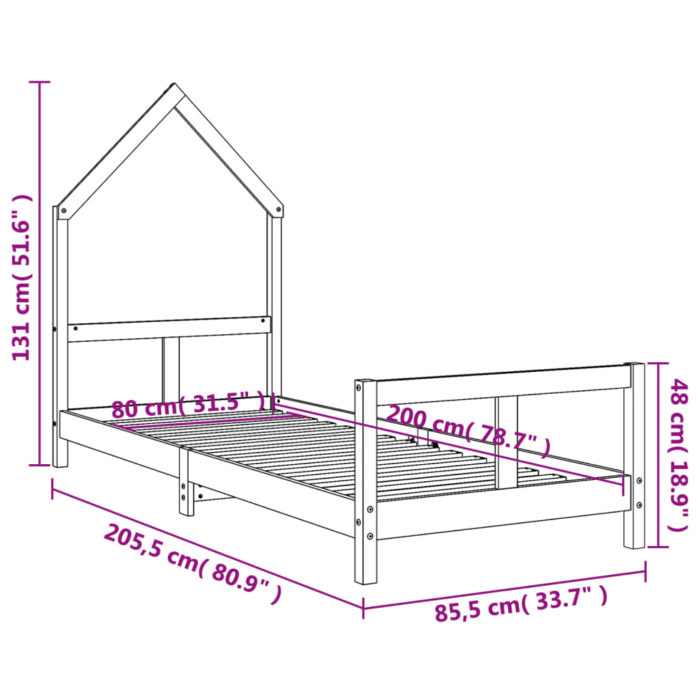 vidaXL Barnesengeramme 80×200 cm heltre furu