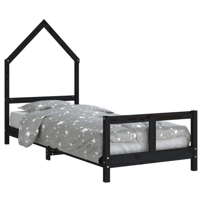 vidaXL Barnesengeramme svart 80×200 cm heltre furu