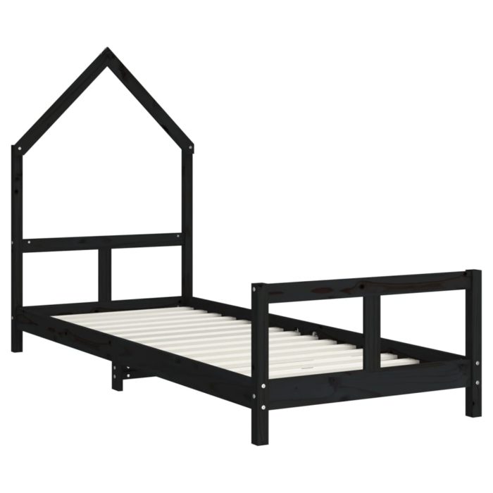 vidaXL Barnesengeramme svart 80×200 cm heltre furu