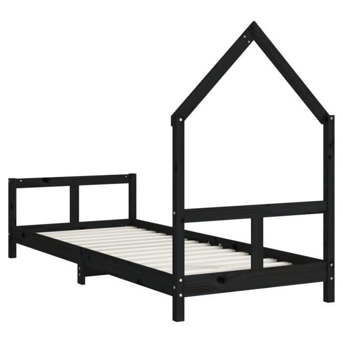 vidaXL Barnesengeramme svart 80×200 cm heltre furu