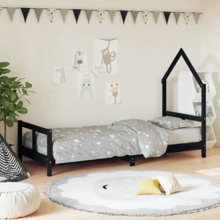 vidaXL Barnesengeramme svart 80×200 cm heltre furu