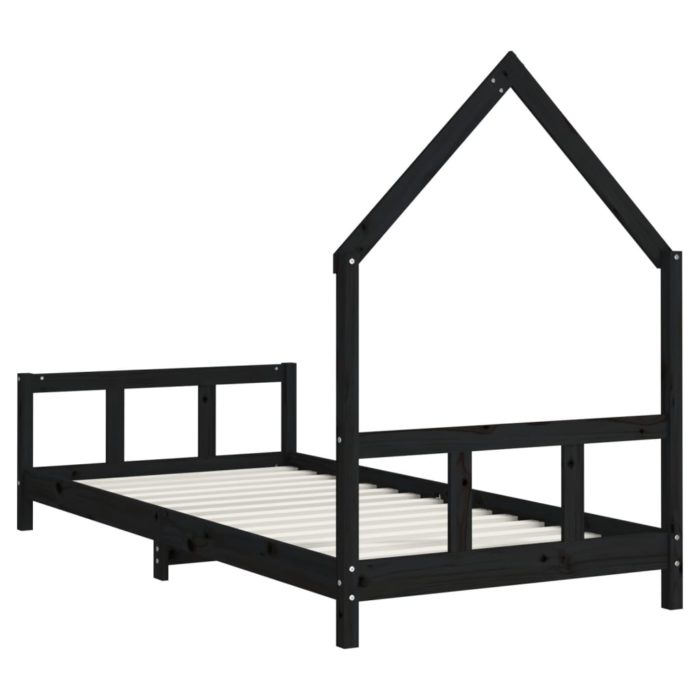 vidaXL Barnesengeramme svart 90×200 cm heltre furu