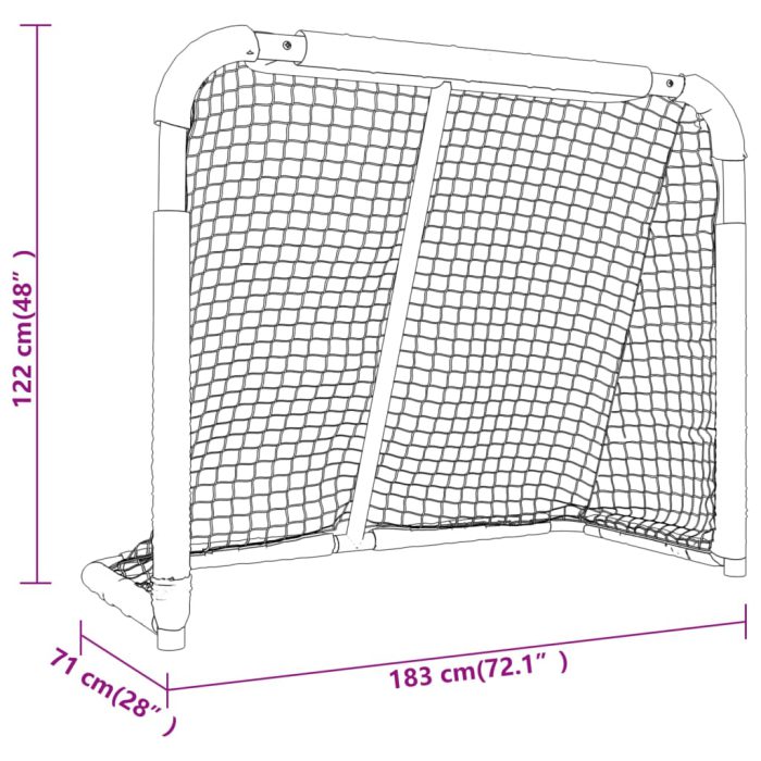vidaXL Hockeymål rød og hvit 183x71x122 cm polyester
