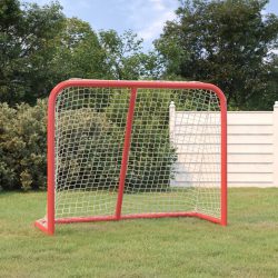vidaXL Hockeymål rød og hvit 183x71x122 cm polyester