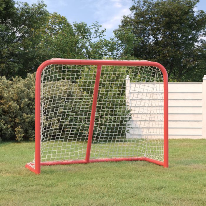 vidaXL Hockeymål rød og hvit 183x71x122 cm polyester