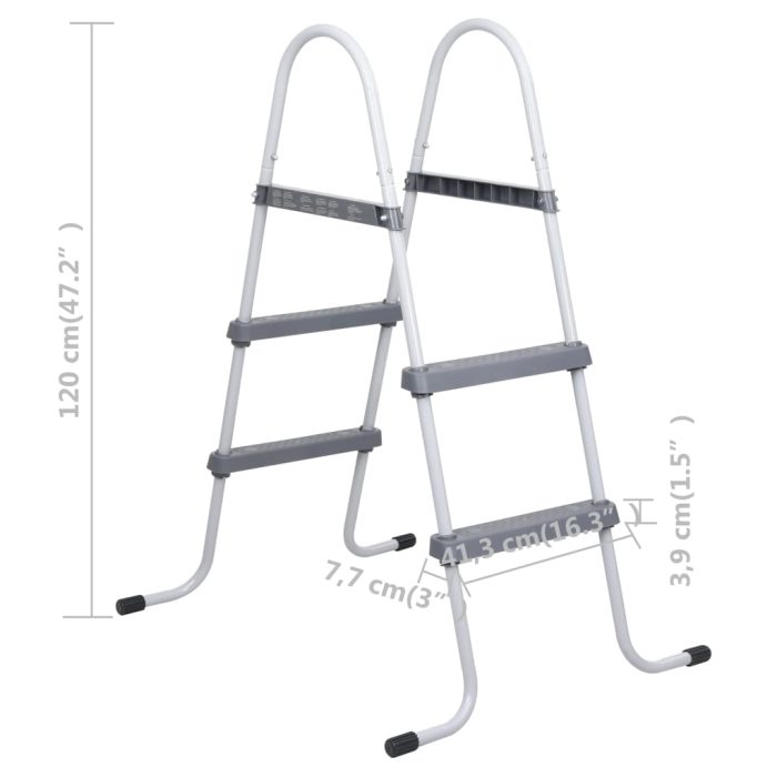 vidaXL Bassengstige grå 84 cm stål
