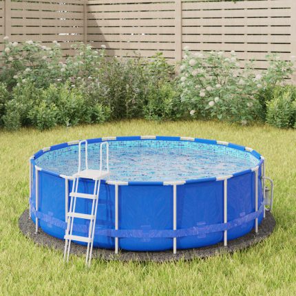 vidaXL Bassengduk lysegrå Ø244 cm polyester geotekstil