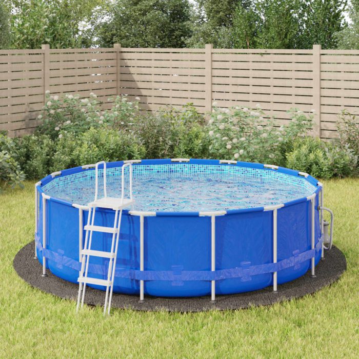 vidaXL Bassengduk lysegrå Ø428 cm polyester geotekstil