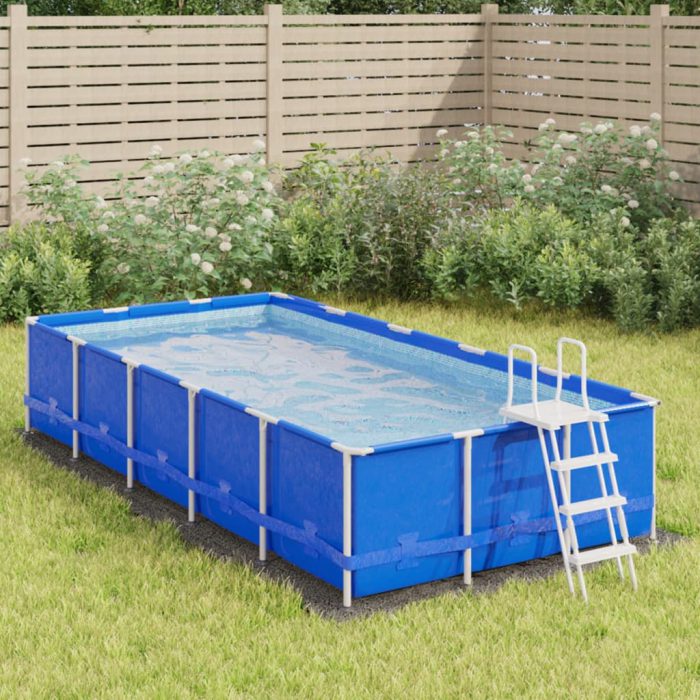 vidaXL Bassengduk lysegrå 420×220 cm polyester geotekstil