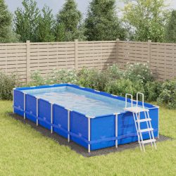 vidaXL Bassengduk lysegrå 640×321 cm polyester geotekstil