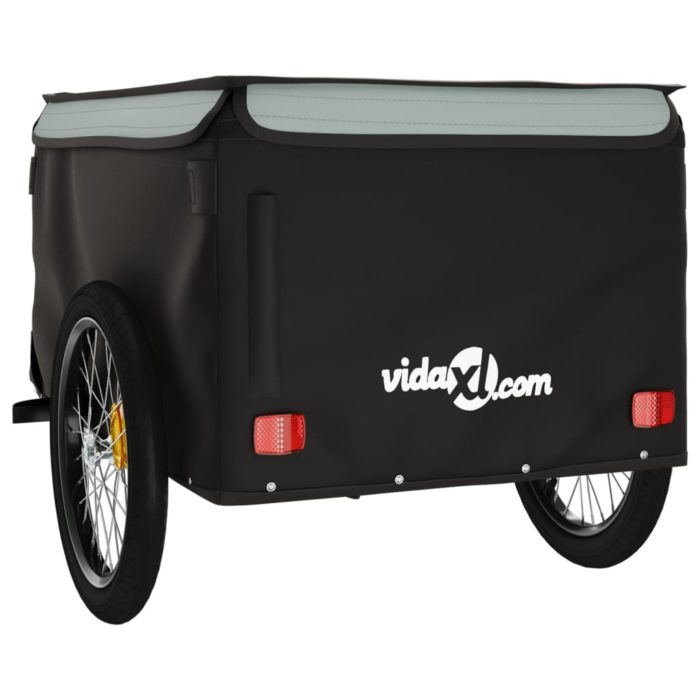 vidaXL Sykkelvogn svart og grå 45 kg jern