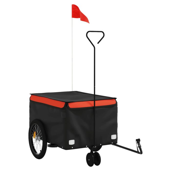 vidaXL Sykkelvogn svart og oransje 30 kg jern
