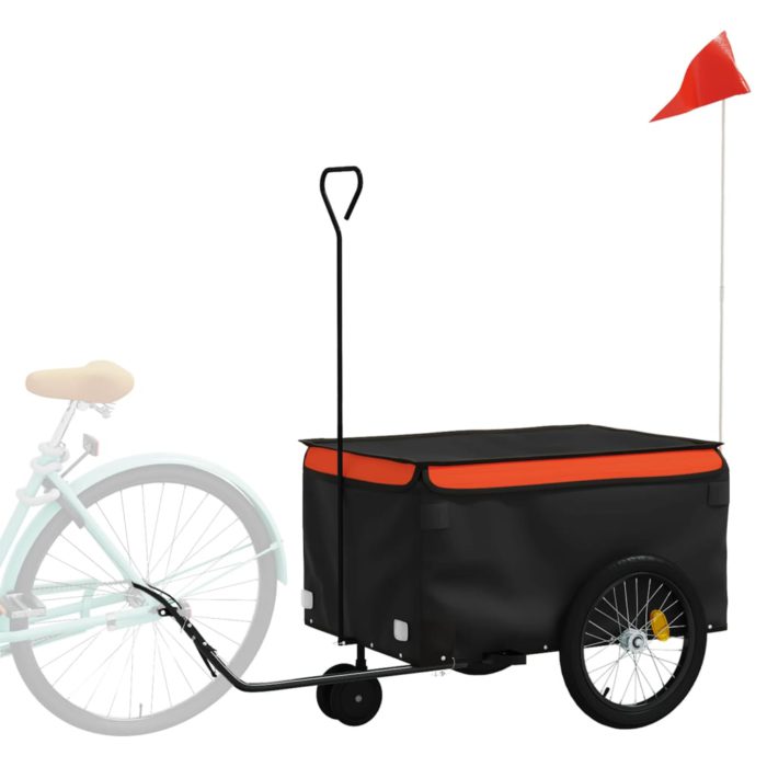 vidaXL Sykkelvogn svart og oransje 30 kg jern