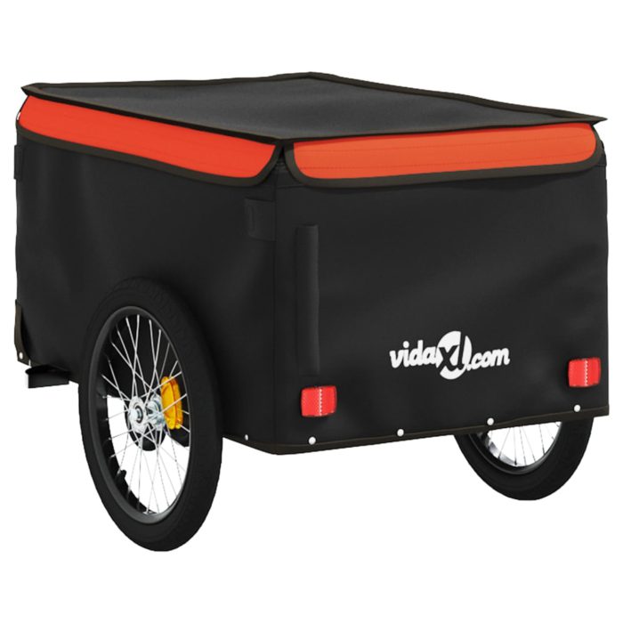vidaXL Sykkelvogn svart og oransje 30 kg jern