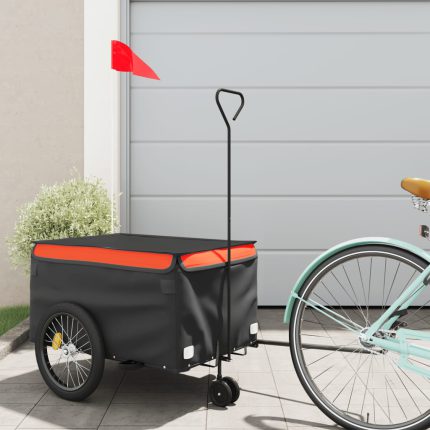 vidaXL Sykkelvogn svart og oransje 30 kg jern