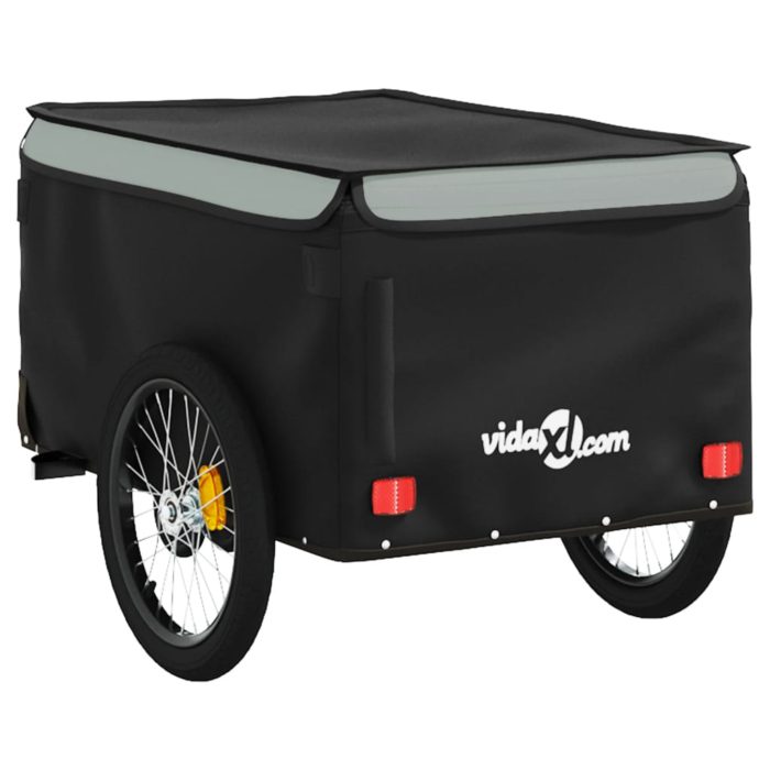 vidaXL Sykkelvogn svart og grå 30 kg jern