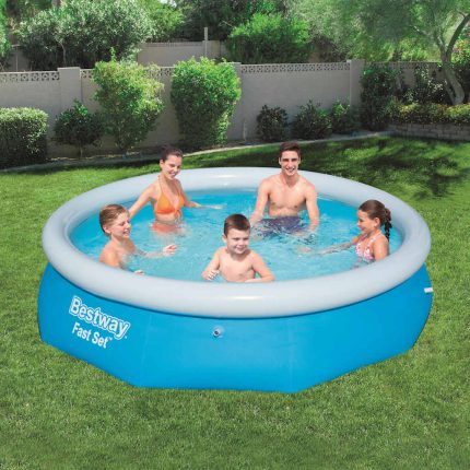 Bestway Oppblåsbart svømmebasseng Fast Set rundt 305×76 cm 57266
