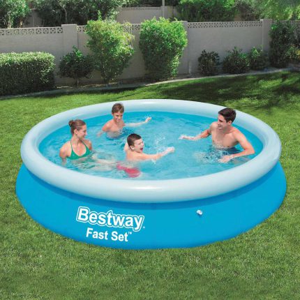 Bestway Oppblåsbart svømmebasseng Fast Set rundt 366×76 cm 57273