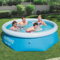 Bestway Oppblåsbart svømmebasseng Fast Set rundt 244×66 cm 57265