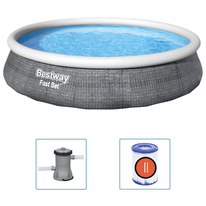 Bestway Oppblåsbart basseng Fast Set med pumpe 396×84 cm