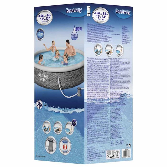 Bestway Oppblåsbart basseng Fast Set med pumpe 396×84 cm