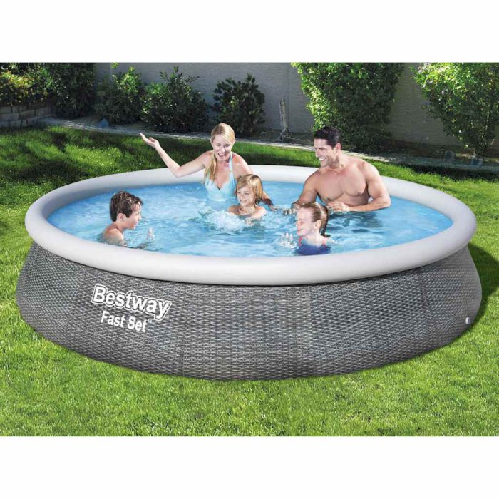 Bestway Oppblåsbart basseng Fast Set med pumpe 396×84 cm